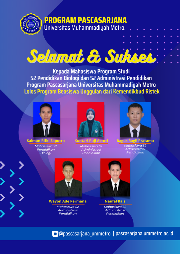 5 Mahasiswa Program S2 UM Metro Lolos Beasiswa Unggulan Kemendikbudristek