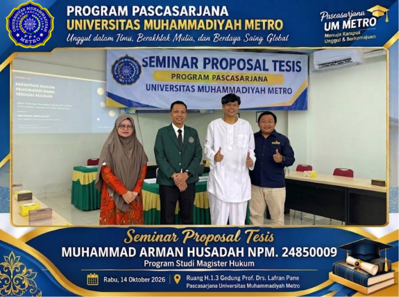 Mahasiswa Magister Hukum UM Metro Gelar Seminar Proposal Tesis, Kaji Kepastian Hukum Rahn pada Produk Cicil Emas BSI