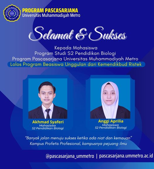 Mahasiswa Pascasarjana UM Metro Raih Beasiswa Unggulan Kemendikbud Ristek