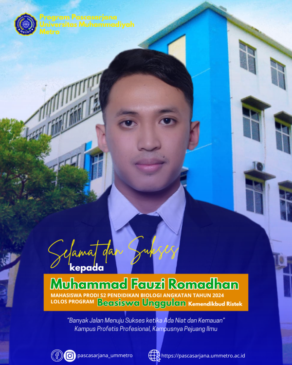 M. Fauzi Romadhan Mahasiswa S2 Pendidikan Biologi Raih Beasiswa Unggulan Kemendikbud Ristek