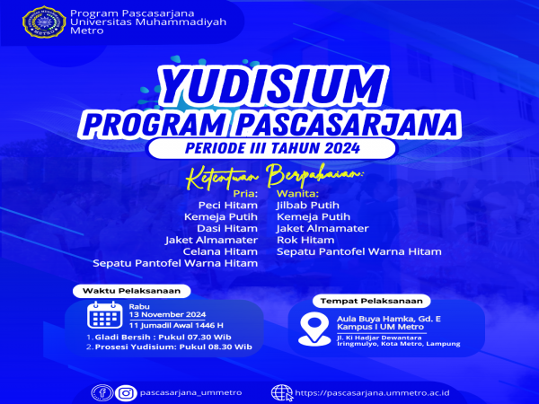 Pelaksanaan Yudisium Pascasarjana PERIODE III Tahun 2024